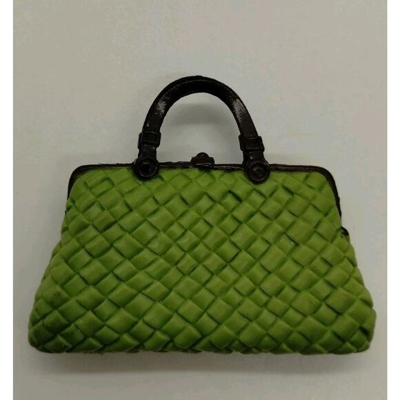 2005 Barbie My Scene Swappin' Styles Green Quilted Purse Bag Top Handle - Picture 2 of 2